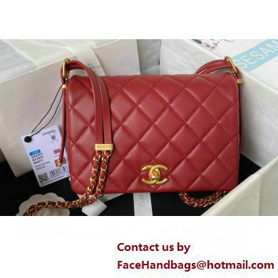Chanel Lambskin & Gold-Tone Metal Small Flap Bag AS4353 Burgundy 2023